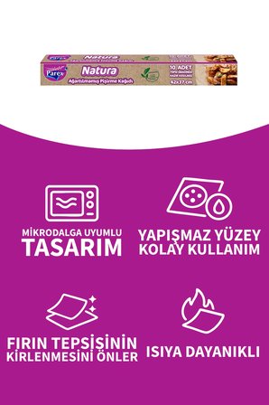 Natura Ağartılmamış Hazır Kesilmiş Pişirme Kağıdı 42x37 Cm 10'lu x 6
