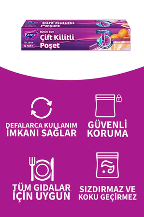 Parex Çift Kilitli Poşet 12'li Büyük Boy