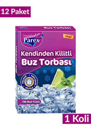 Kendinden Kilitli Buz Torbası 196 Buz Küpü 12 Paket 1 Koli