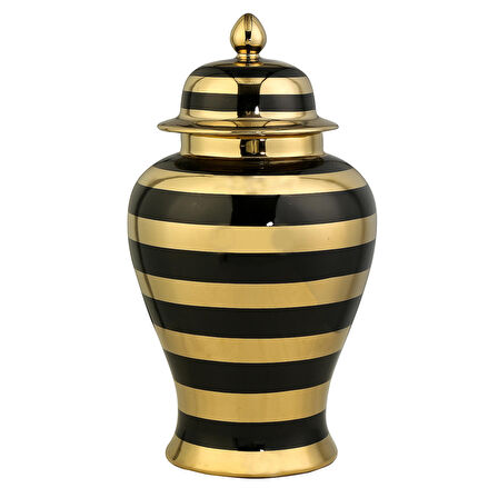 Vitale Dory Çizgili Vazo Siyah Gold 14x22x38 cm AK.WLT0613