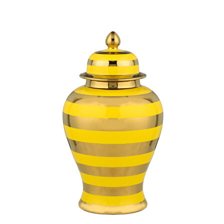 Vitale Dory Çizgili Vazo Sarı Gold 12x19x32 cm AK.WLT0622