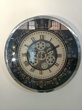 Vıtale 60 cm Çarklı Krom Kaplama Duvar Saati