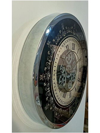 Vıtale 60 cm Çarklı Krom Kaplama Duvar Saati