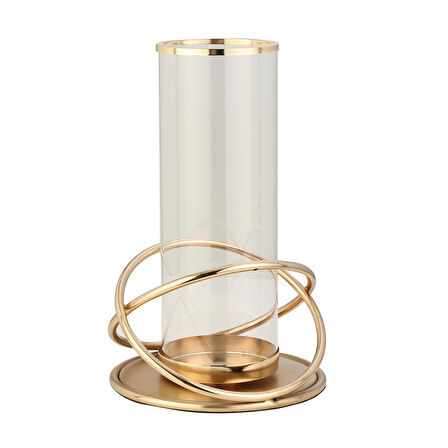 Vitale Galaksi Cam Mumluk Gold 22X22X35 cm AK.JD0082