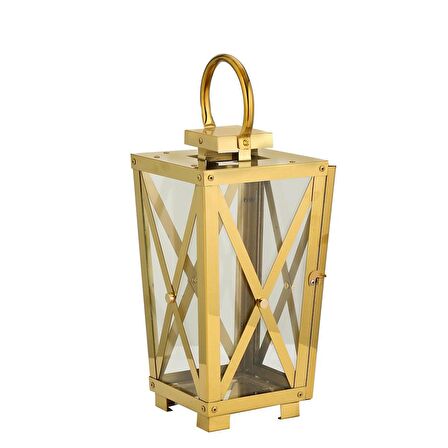 Vitale Gold  Dortgen Küçük Fener 15*15*30 Cm AK.JD0112