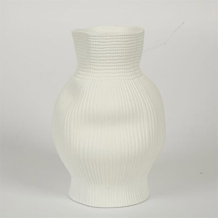 Vitale Beyaz Darbeli Vazo Kısa 15*15*23 Cm AK.JM00010