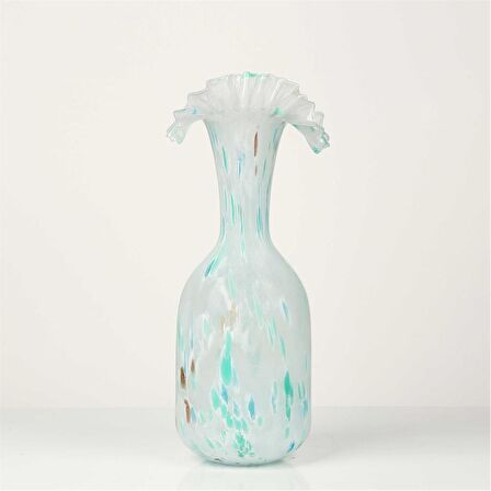 Vitale Beyaz Yeşil Cam Vazo 15*37Cm AK.P349.374112