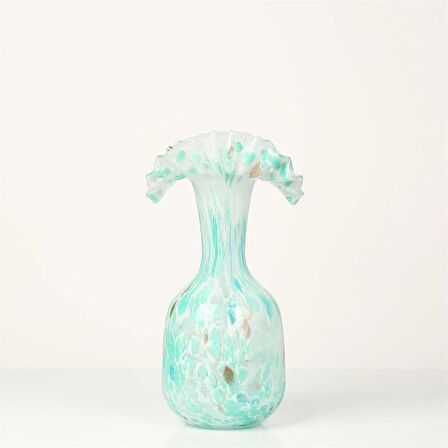 Vitale Beyaz Yeşil Cam Vazo 14*29Cm AK.P349.374129