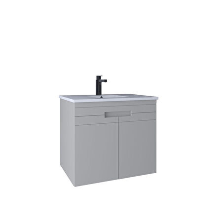 Kobos Meta 71 cm Lavabo Dolabı Kapaklı Light Grey KB710056