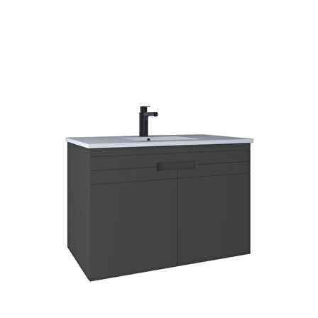 Kobos Meta 91 cm Lavabo Dolabı Kapaklı Füme KB710058