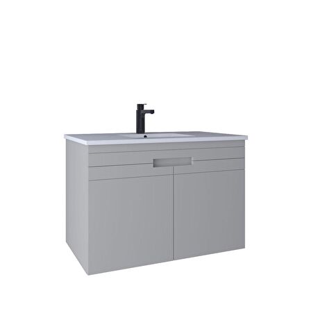 Kobos Meta 91 cm Lavabo Dolabı Kapaklı Light Grey KB710059