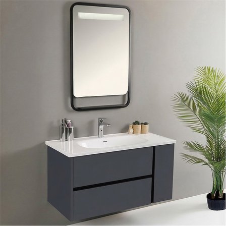 Kobos Linear 100 cm Banyo Dolabı Seti Füme