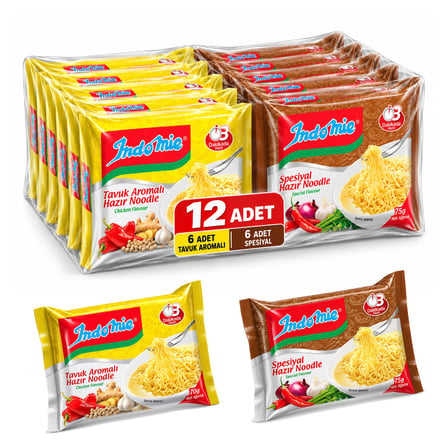 Indomie Noodle Spesiyal 75 Gr - Tavuklu 70 gr 12 li Karma Paket