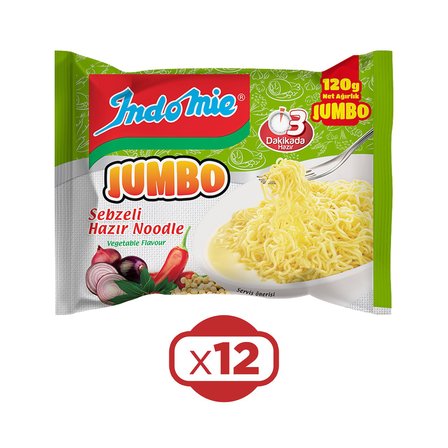 Indomie Noodle Jumbo 120 gr Sebzeli x 12 Adet
