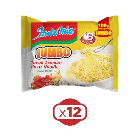 Indomie Noodle Jumbo 120 gr Tavuklu x 12 Adet