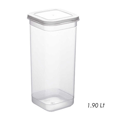 Porsima 432 12 li Etiketli Kare Un Erzak Bakliyat Saklama Kabı Takımı 1.90 lt - Şeffaf