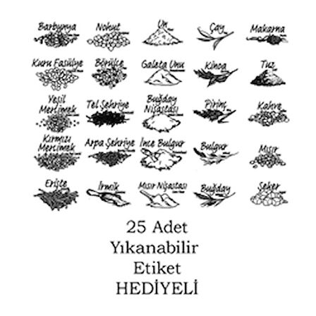 Porsima 432 12 li Etiketli Kare Un Erzak Bakliyat Saklama Kabı Takımı 1.90 lt - Şeffaf