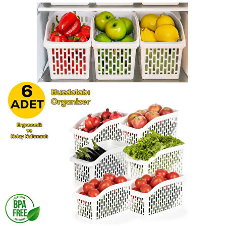 Porsima Org-23 6lı Çok Amaçlı Plastik Dolap Içi Düzenleyici Saklama Kutusu Organizer Sepet - Beyaz