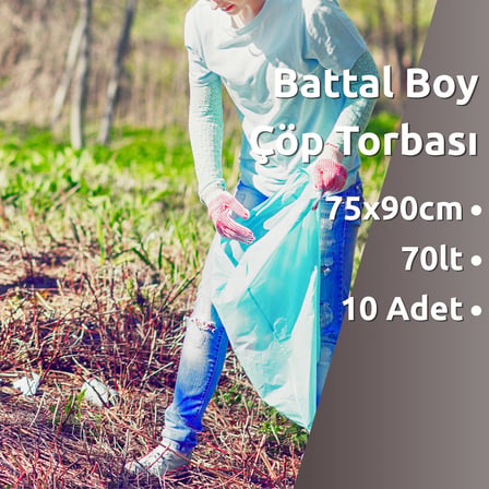 Standart Battal Boy Çöp Torbası - (10 ADET, 75X90 CM, 70 LİTRE, MAVİ, 20 RULO)