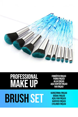10'lu Kristal Profesyonel Makyaj Fırçası Seti