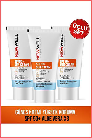 3 Adet Güneş Kremi Yüksek Koruma Spf 50+(Aloe Vera)