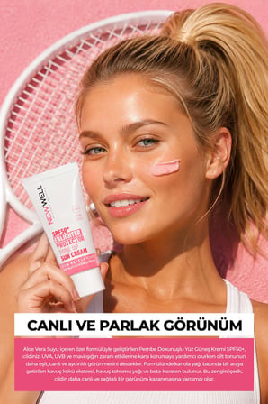 Ton Eşitleyici yüksek Koruma Etkili Spf50+ Aydınlatıcı Pembe Yüz Güneş Kremi 50 Ml