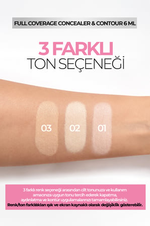 Full Coverage Concealer & Contour Sünger Uçlu Kapatıcı & Kontür 03 6 ml