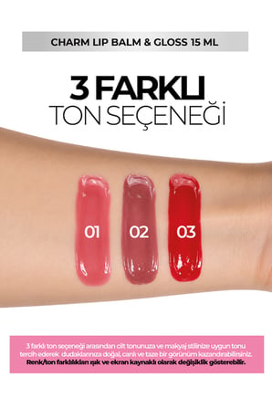 Charm Lip Balm & Gloss – Dudak Balmı ve Parlatıcısı Pembe 01 15 ml