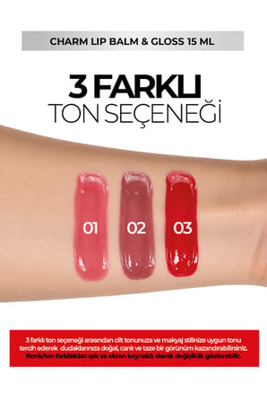 Charm Lip Balm & Gloss – Dudak Balmı ve Parlatıcısı Kırmızı 03 15 ml