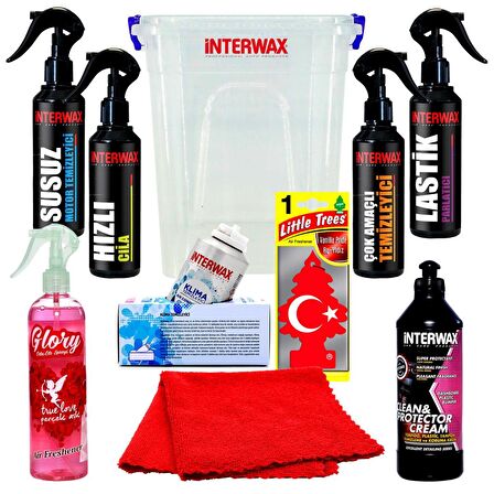 INTERWAX OTO BAKIM SETİ OTO TEMİZLİK ÜRÜNLERİ 9 ÜRÜN + KOVA