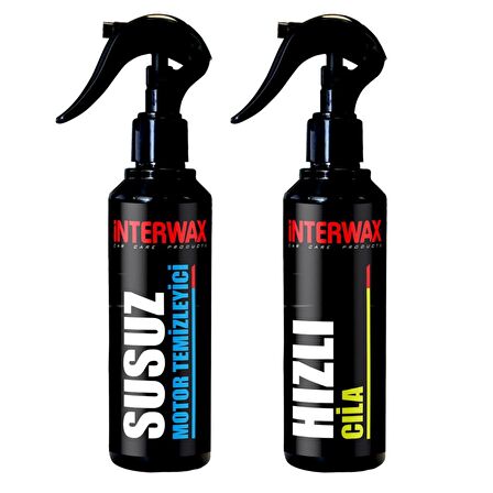 INTERWAX 2'Lİ OTO BAKIM ve TEMİZLİK SETİ SUSUZ MOTOR TEMİZLEYİCİ 230 ml + HIZLI CİLA 230 ml