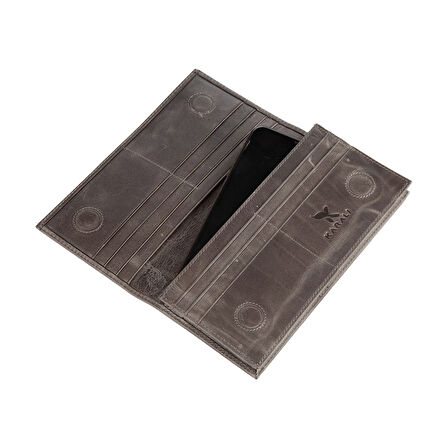 Karalı Hakiki Deri Unisex Portföy Gri BC424-8