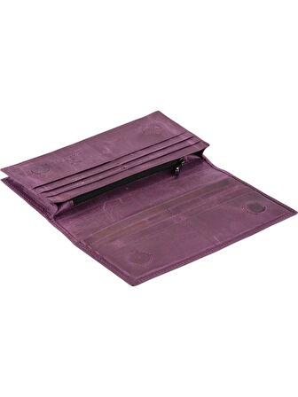 Karalı Hakiki Deri Unisex Portföy Mor BC424-12