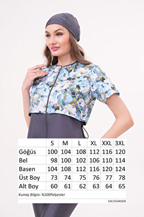 Yarı Kapalı Tesettür Mayo 2508 Suna Desenli Gri | S