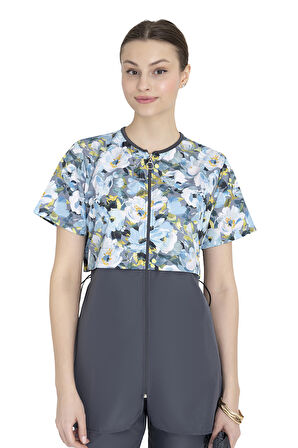 Yarı Kapalı Tesettür Mayo 2508 Suna Desenli Gri | S