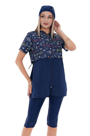 Yarı Kapalı Tesettür Mayo 2508 Suna Balık  | 3XL