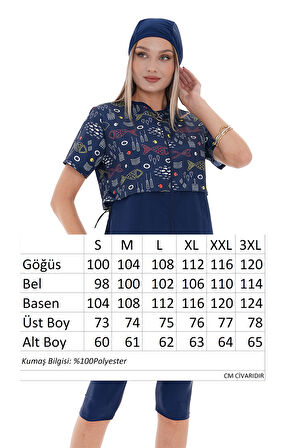 Yarı Kapalı Tesettür Mayo 2508 Suna Balık  | 3XL