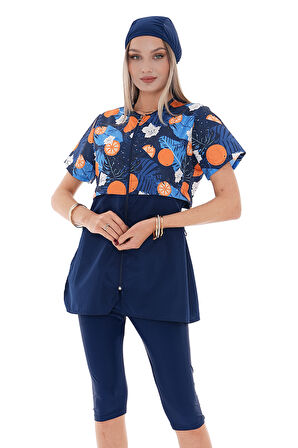 Yarı Kapalı Tesettür Mayo 2508 Suna Portakal | 3XL