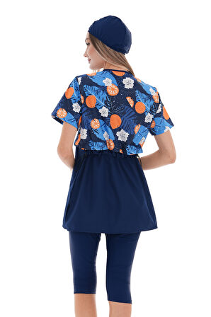 Yarı Kapalı Tesettür Mayo 2508 Suna Portakal | 3XL