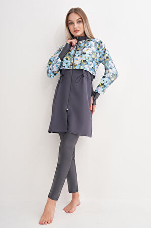 Remsa Tam Kapalı Tesettür Mayo 2322 Pera Sarılar Gri | M