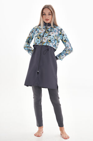 Remsa Tam Kapalı Tesettür Mayo 2322 Pera Sarılar Gri | M