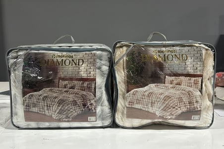 Merinos Diamond 3 Parça Bubble Kürk Comforter Set Duman Gri