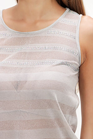 Mavi Taşlı kolsuz triko bluz 28484 | 44