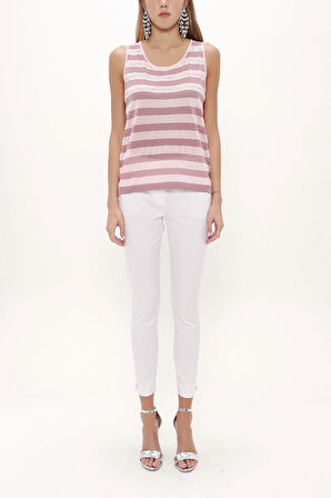 Pembe Taşlı kolsuz triko bluz 28484 | 44