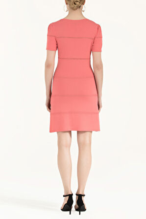 Mercan Önü düğmeli triko elbise 28480 | 42