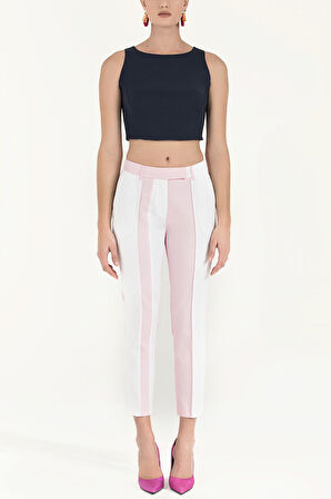 Pembe Çift renkli boru paça pantolon 41012 | 40
