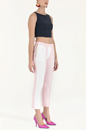 Pembe Çift renkli boru paça pantolon 41012 | 40