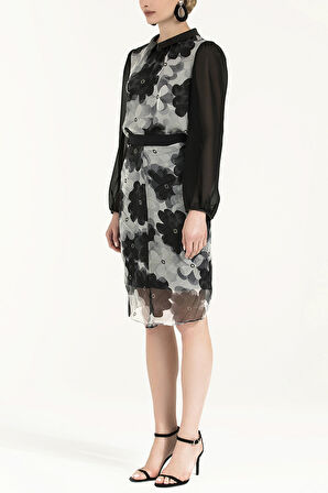 Siyah Piliseli desenli etek 80731 | 38