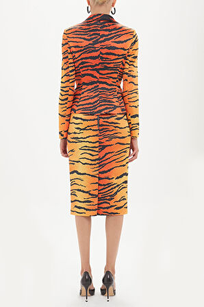 Kırmızı Desenli diz altı kalem etek 80745 | 38