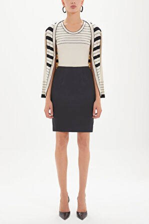 Siyah Dar kesim saten etek 80747 | 44